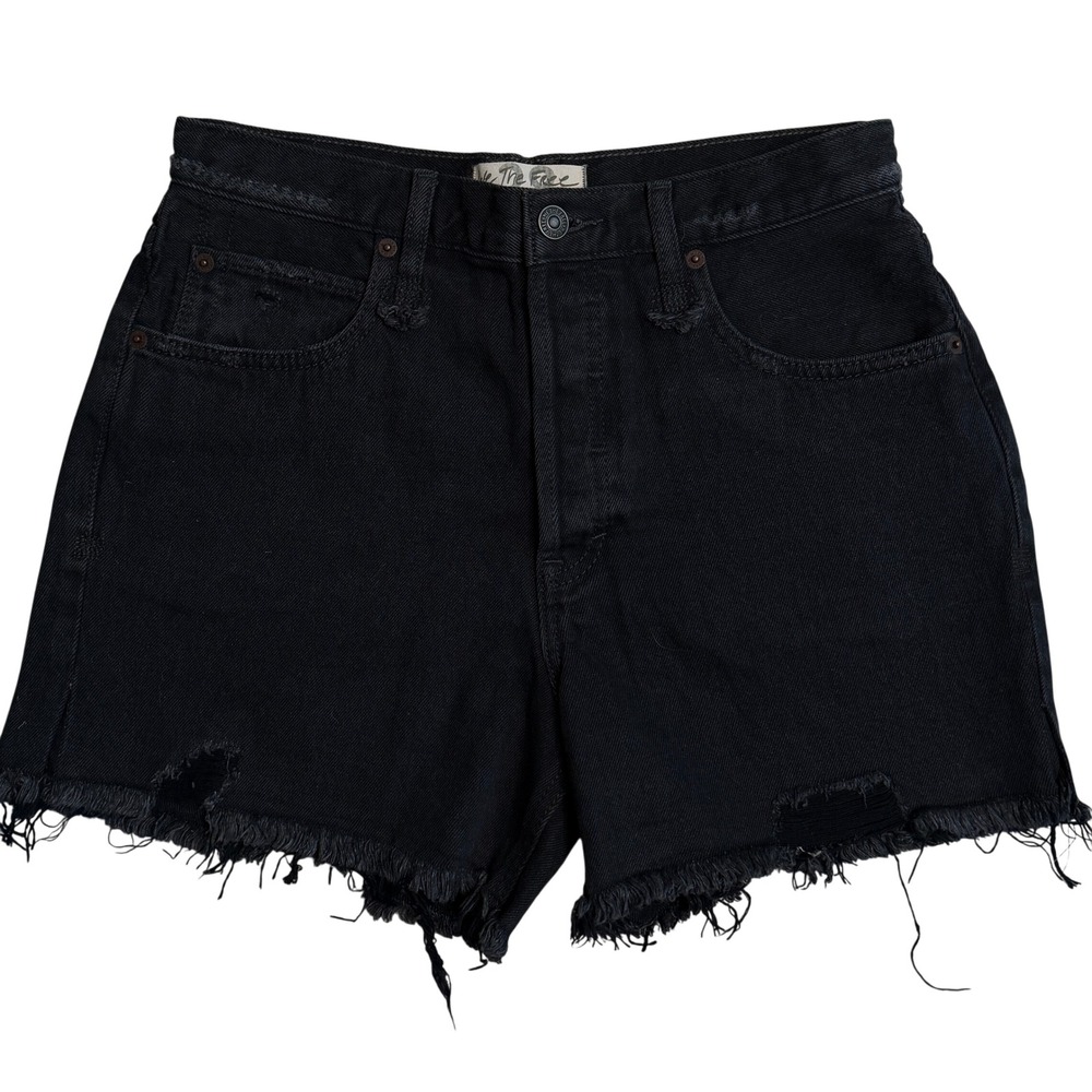 Free People Makai Black‎ Cutoff Denim Shorts